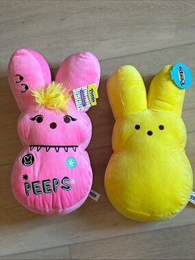 2 NWT 14” Peeps Plush Bunny Pair - Pink Emo & Yellow